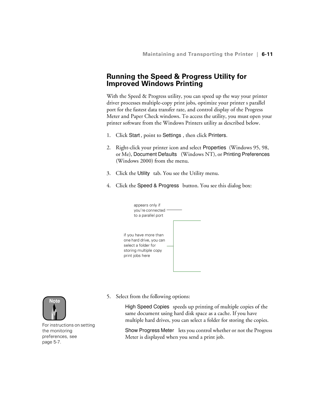 Epson 5500 manual Click Start, point to Settings, then click Printers, Select from the following options 