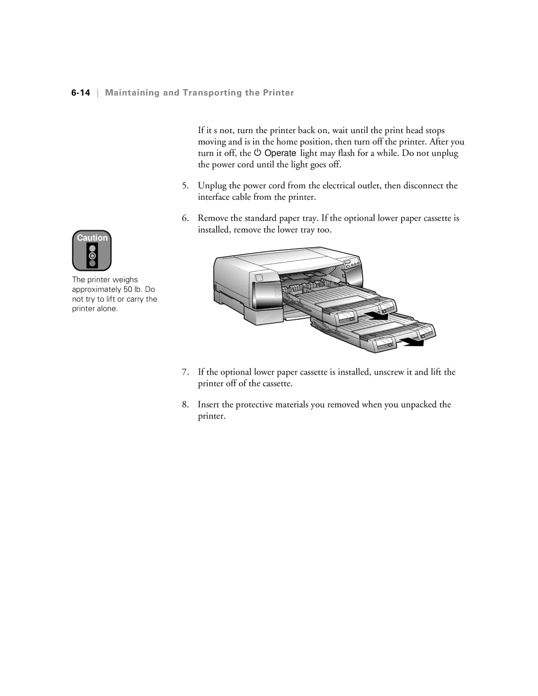 Epson 5500 manual 14Maintaining and Transporting the Printer 