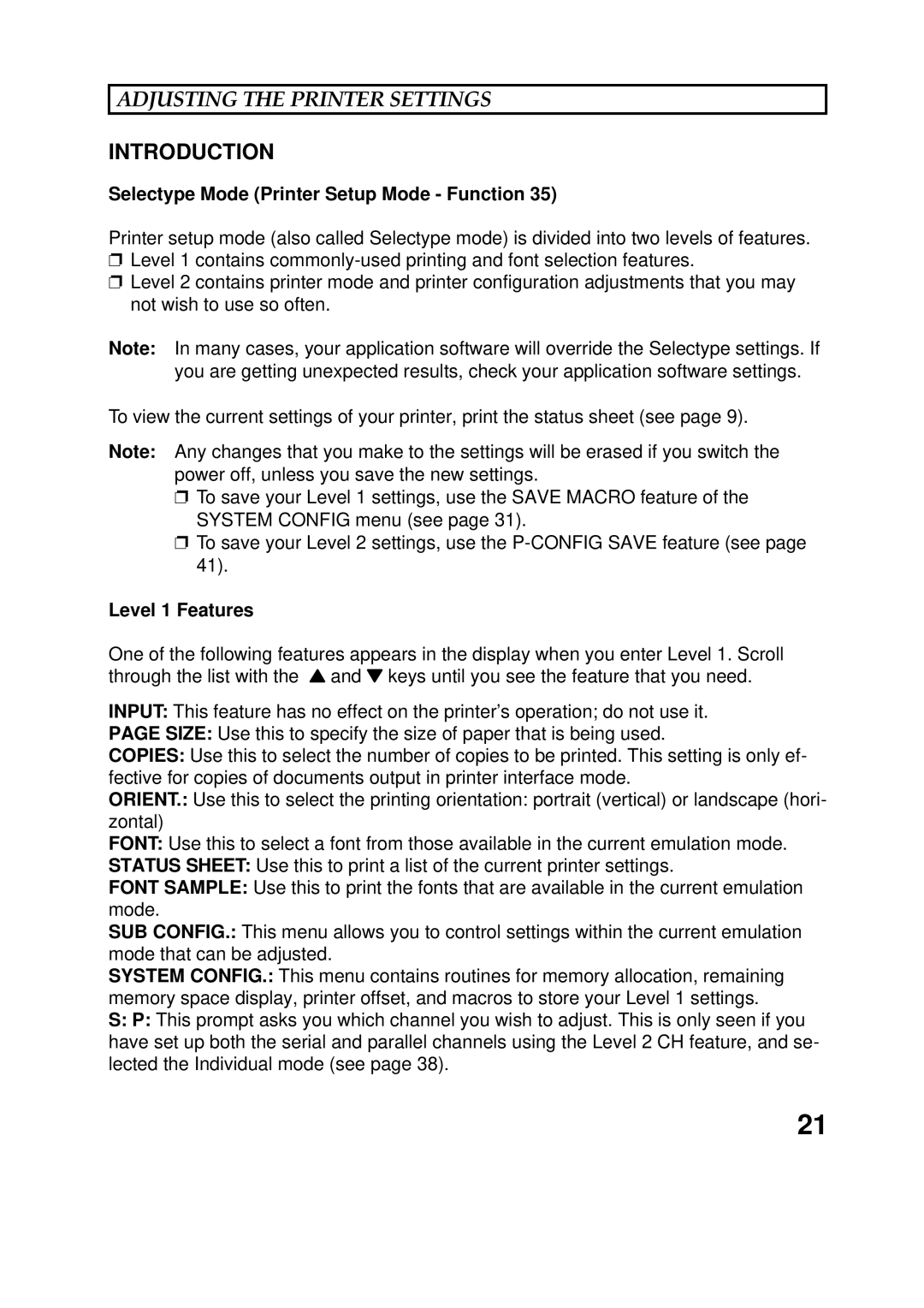 Epson 60 manual Adjusting the Printer Settings, Introduction 