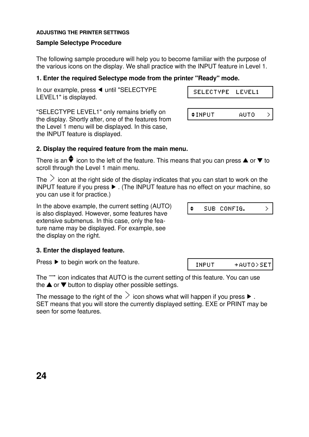 Epson 60 manual Sample Selectype Procedure 