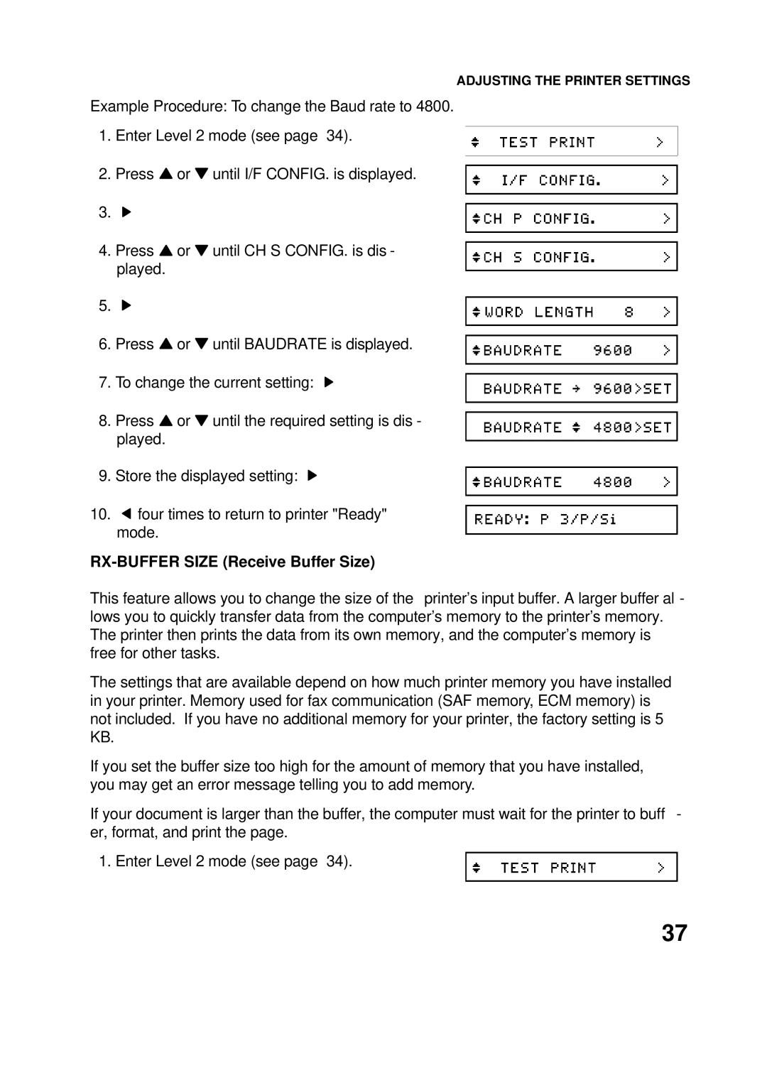 Epson 60 manual RX-BUFFER Size Receive Buffer Size 