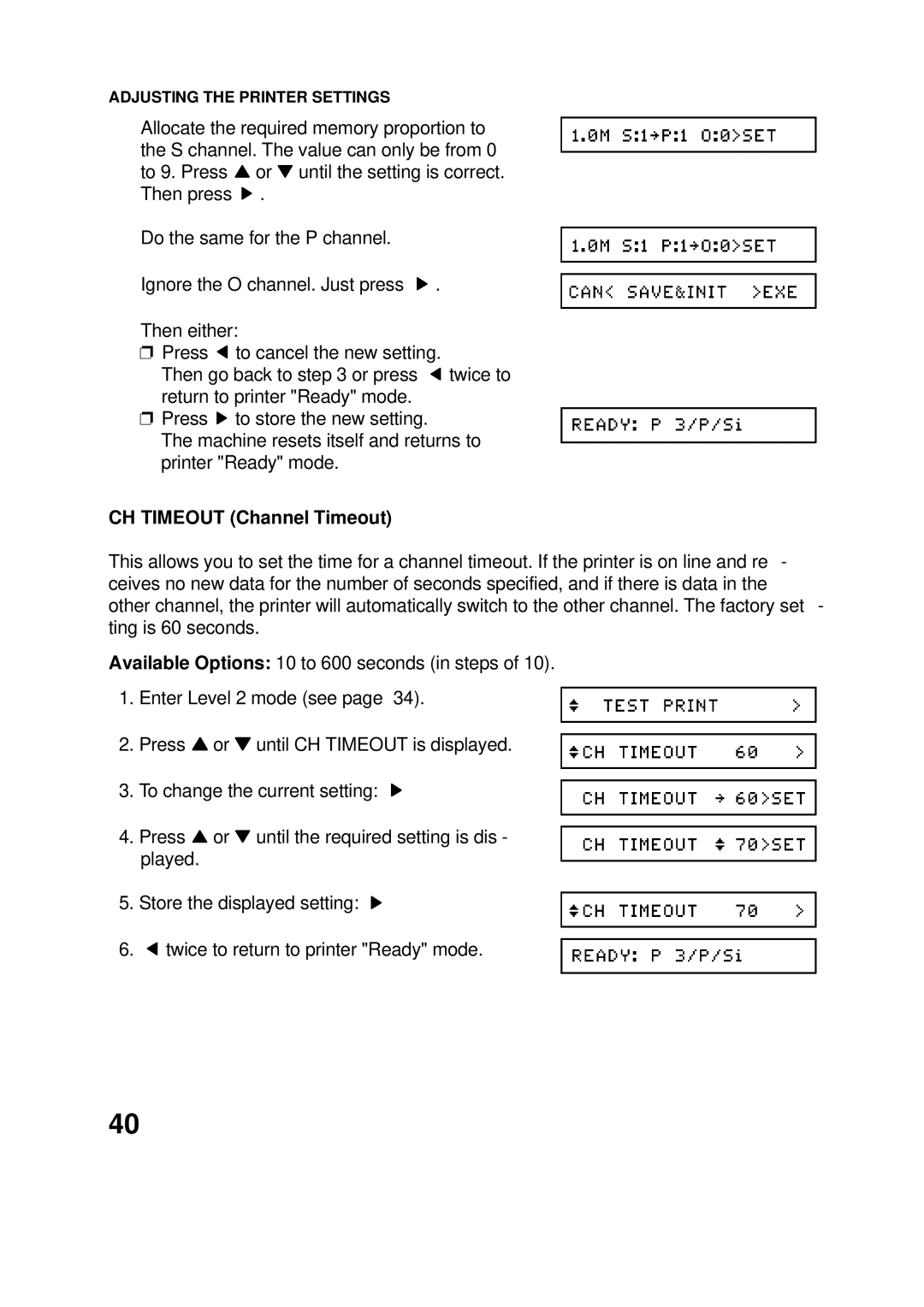 Epson 60 manual CH Timeout Channel Timeout 