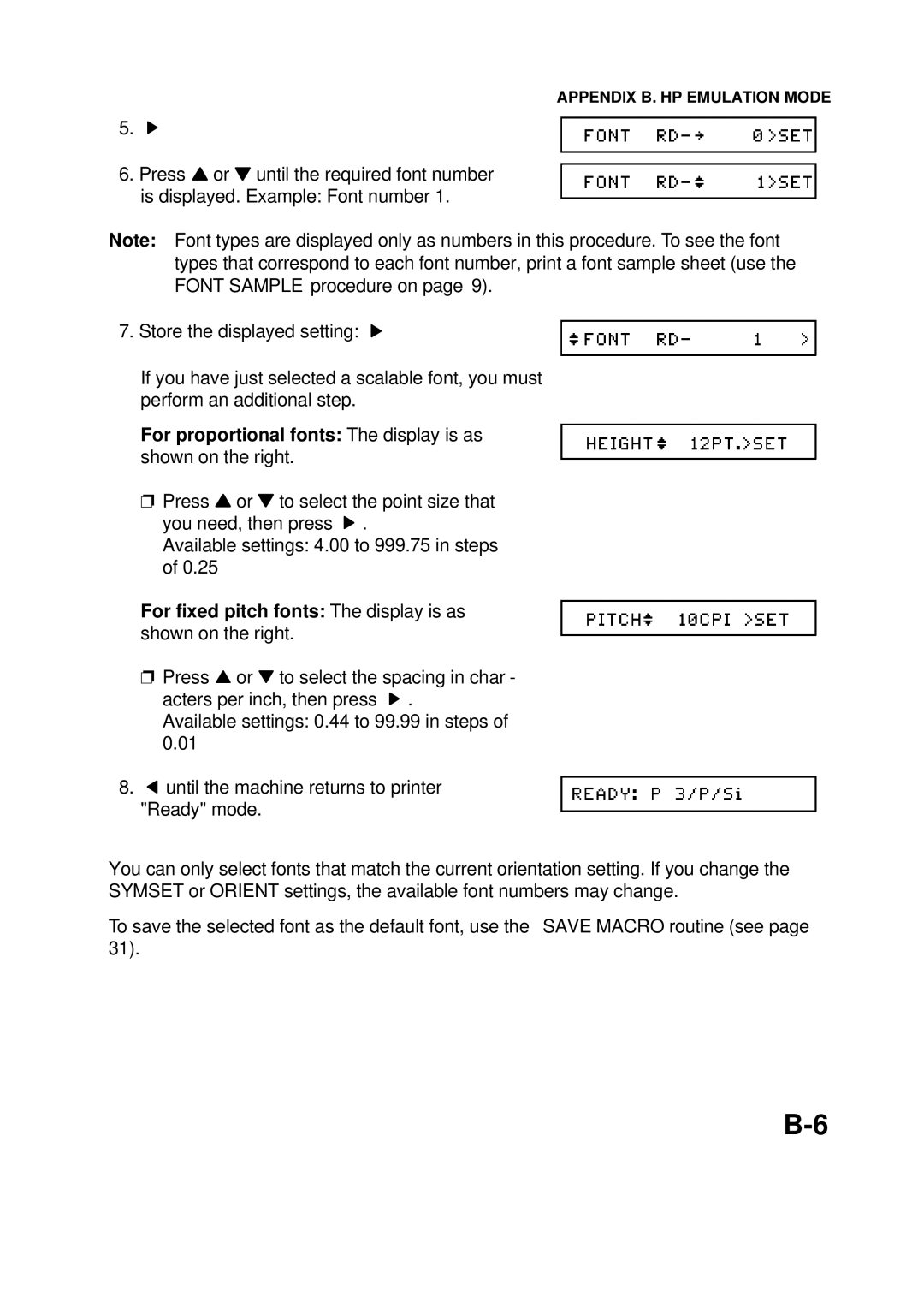 Epson 60 manual Appendix B. HP Emulation Mode 