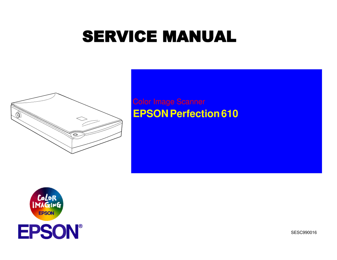 Epson 610 manual Epson Perfection 