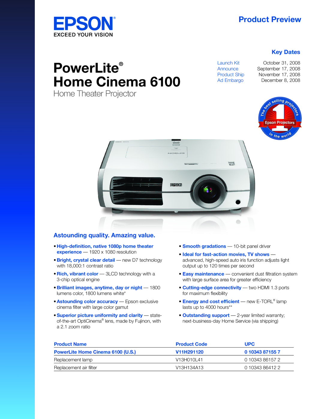 Epson 6100 warranty PowerLite 