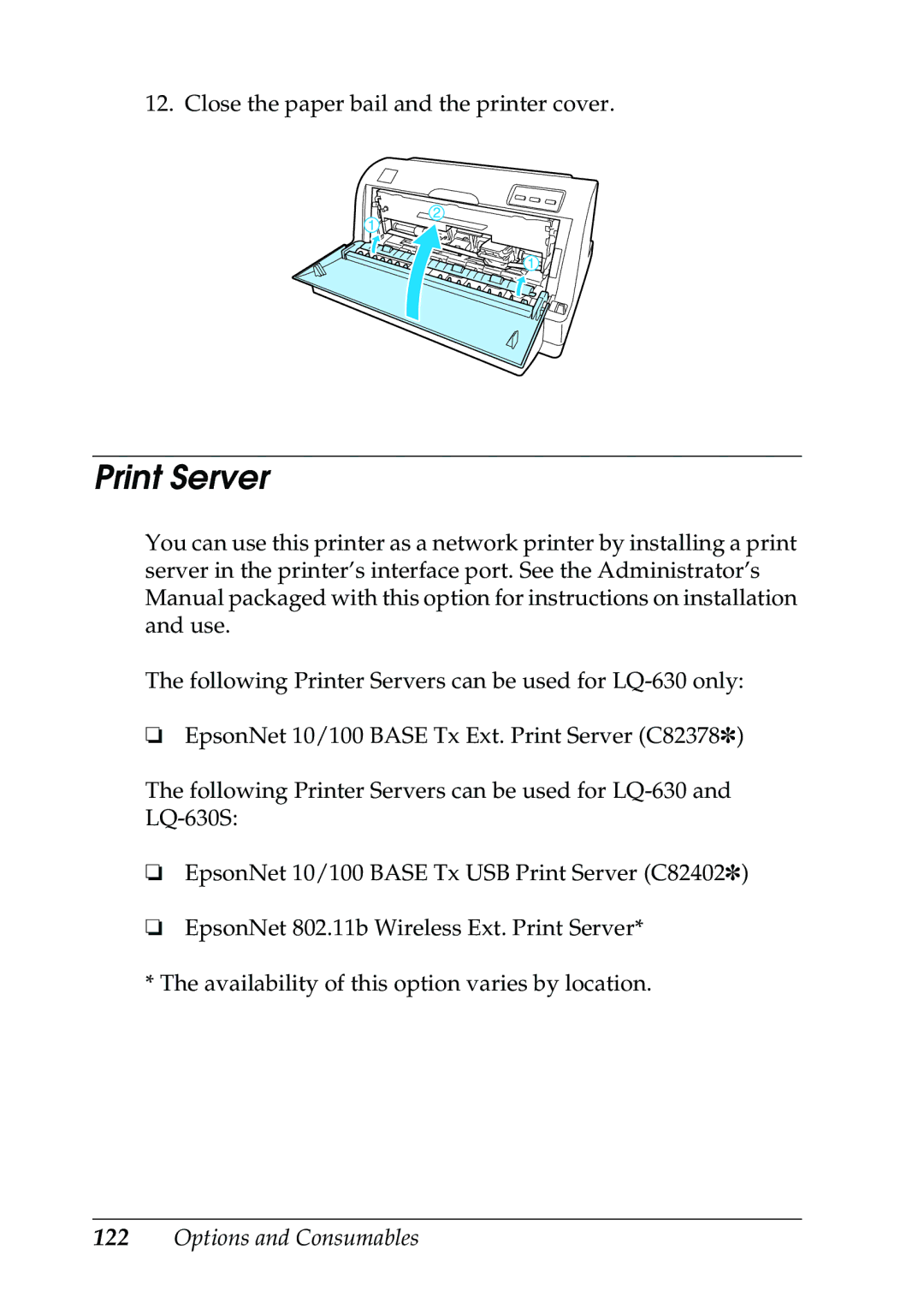 Epson 630S manual Print Server 