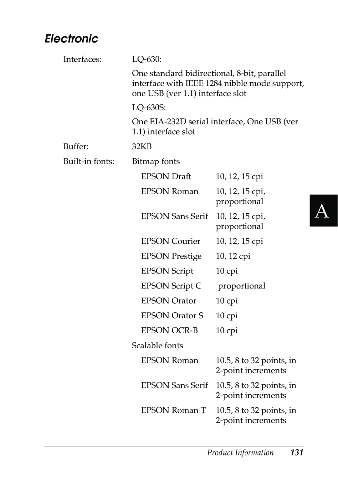 Epson 630S manual Electronic, Epson OCR-B 