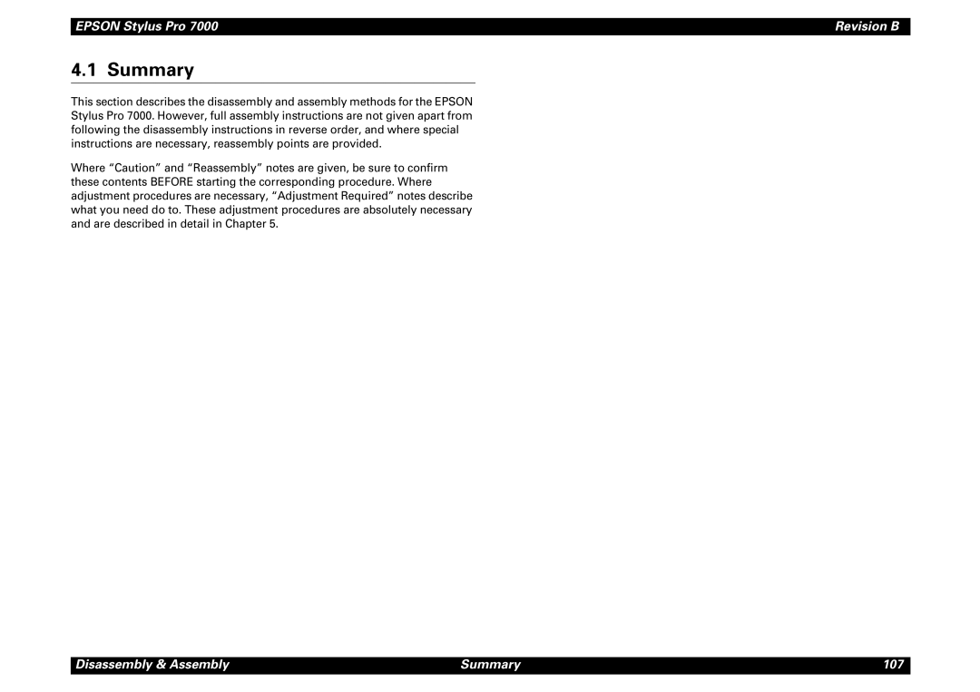 Epson 7000 service manual Summary 