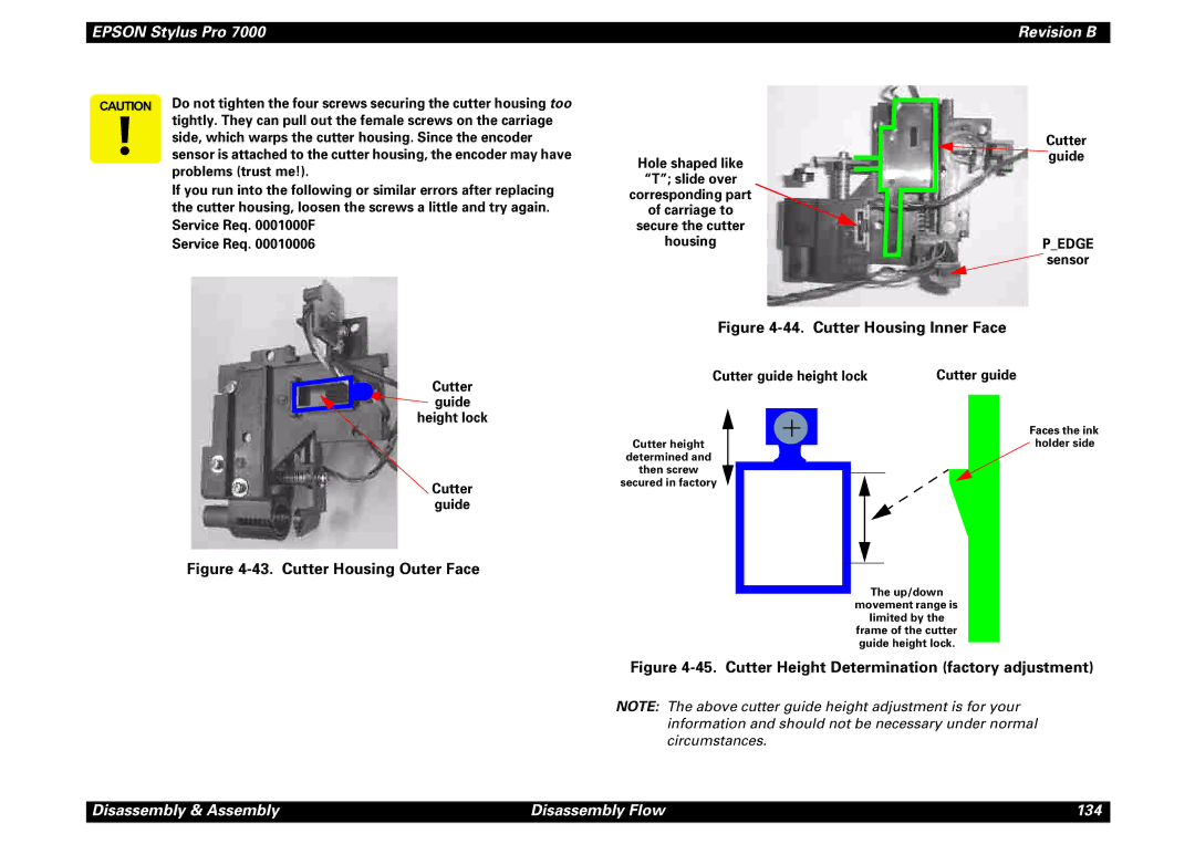 Epson 7000 service manual Cutter Housing Inner Face, Cutter Housing Outer Face 