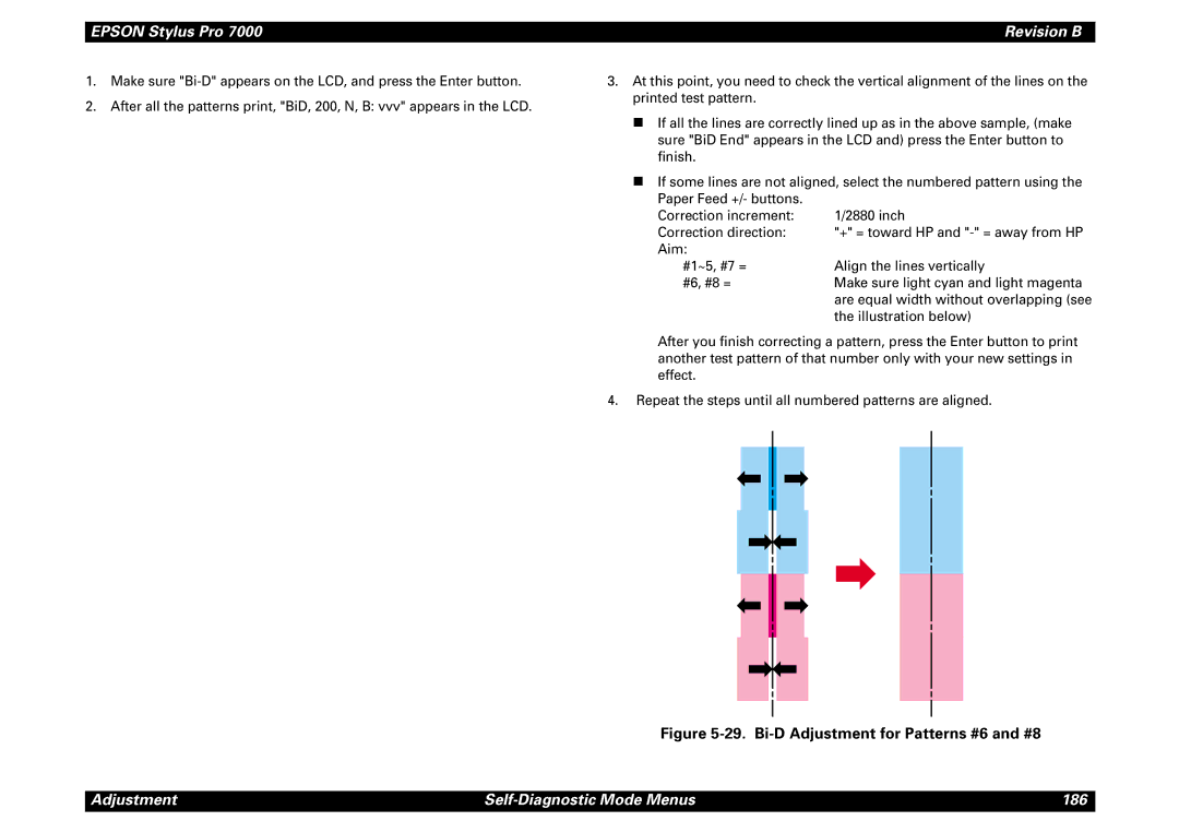 Epson 7000 service manual Adjustment Self-Diagnostic Mode Menus 186 