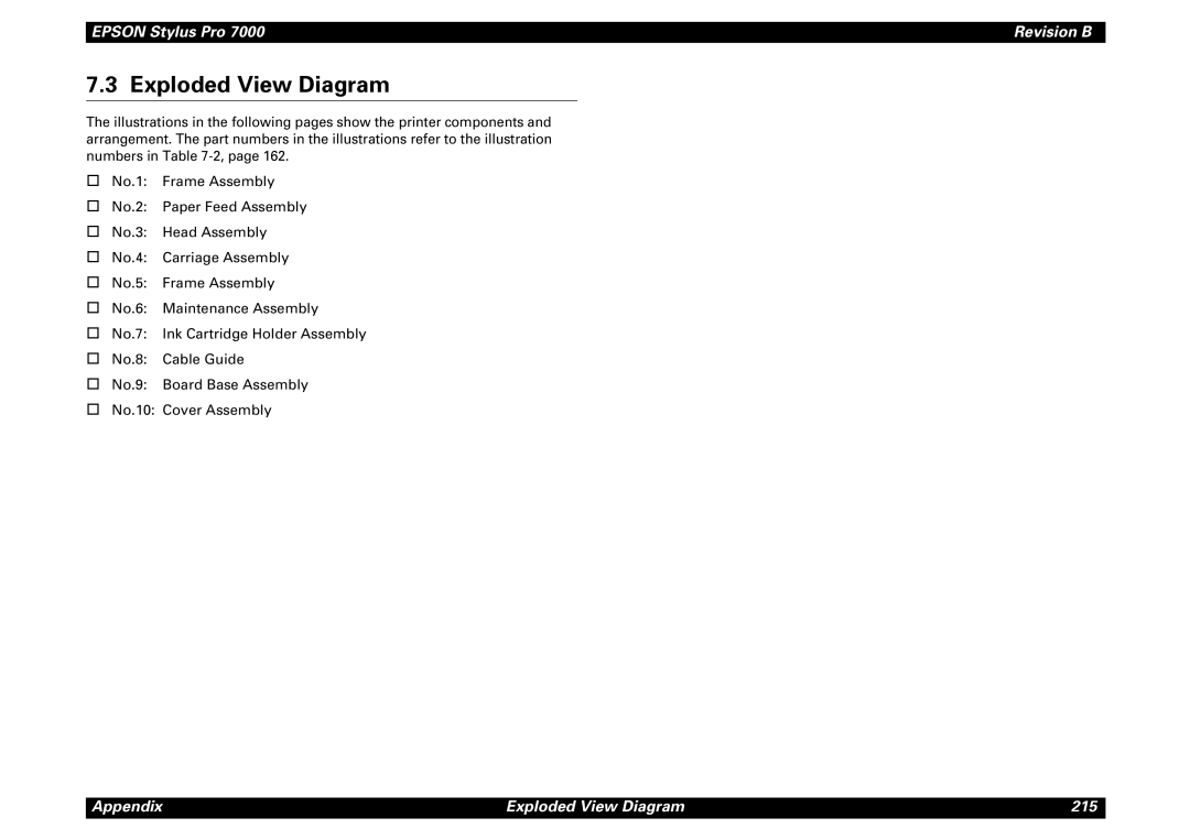 Epson 7000 service manual Exploded View Diagram 