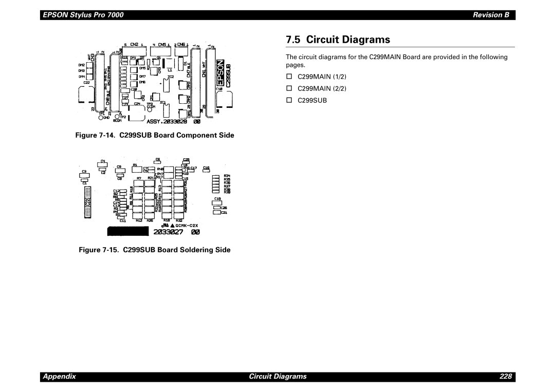 Epson 7000 service manual Circuit Diagrams, 14. C299SUB Board Component Side 