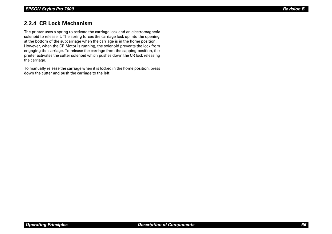 Epson 7000 service manual CR Lock Mechanism 