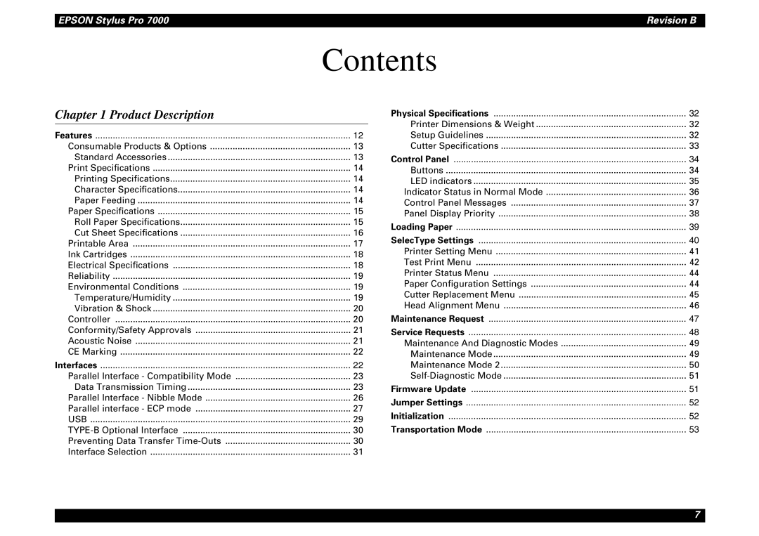 Epson 7000 service manual Contents 