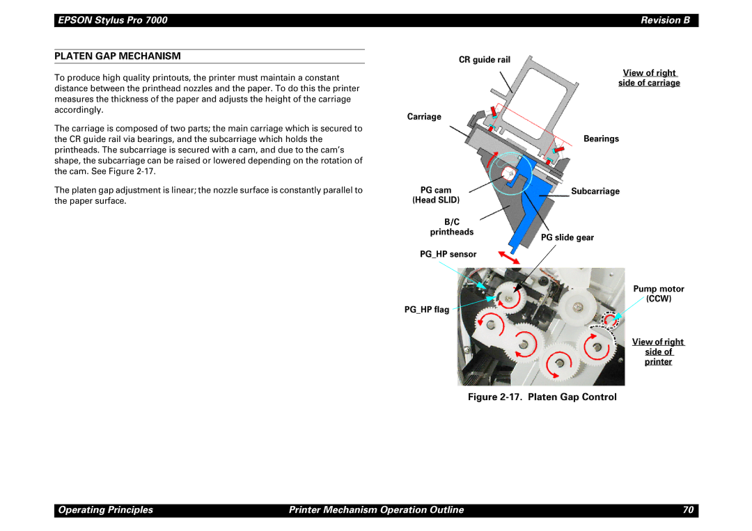 Epson 7000 service manual Platen GAP Mechanism, Platen Gap Control 