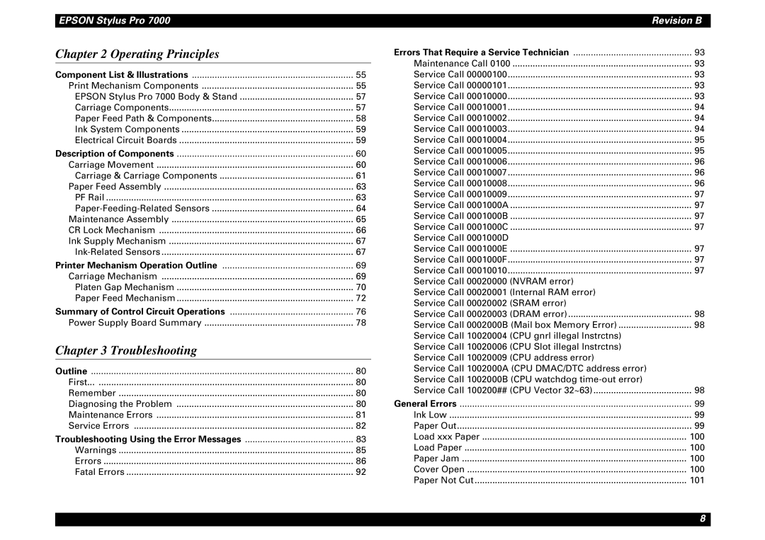 Epson 7000 service manual Operating Principles 