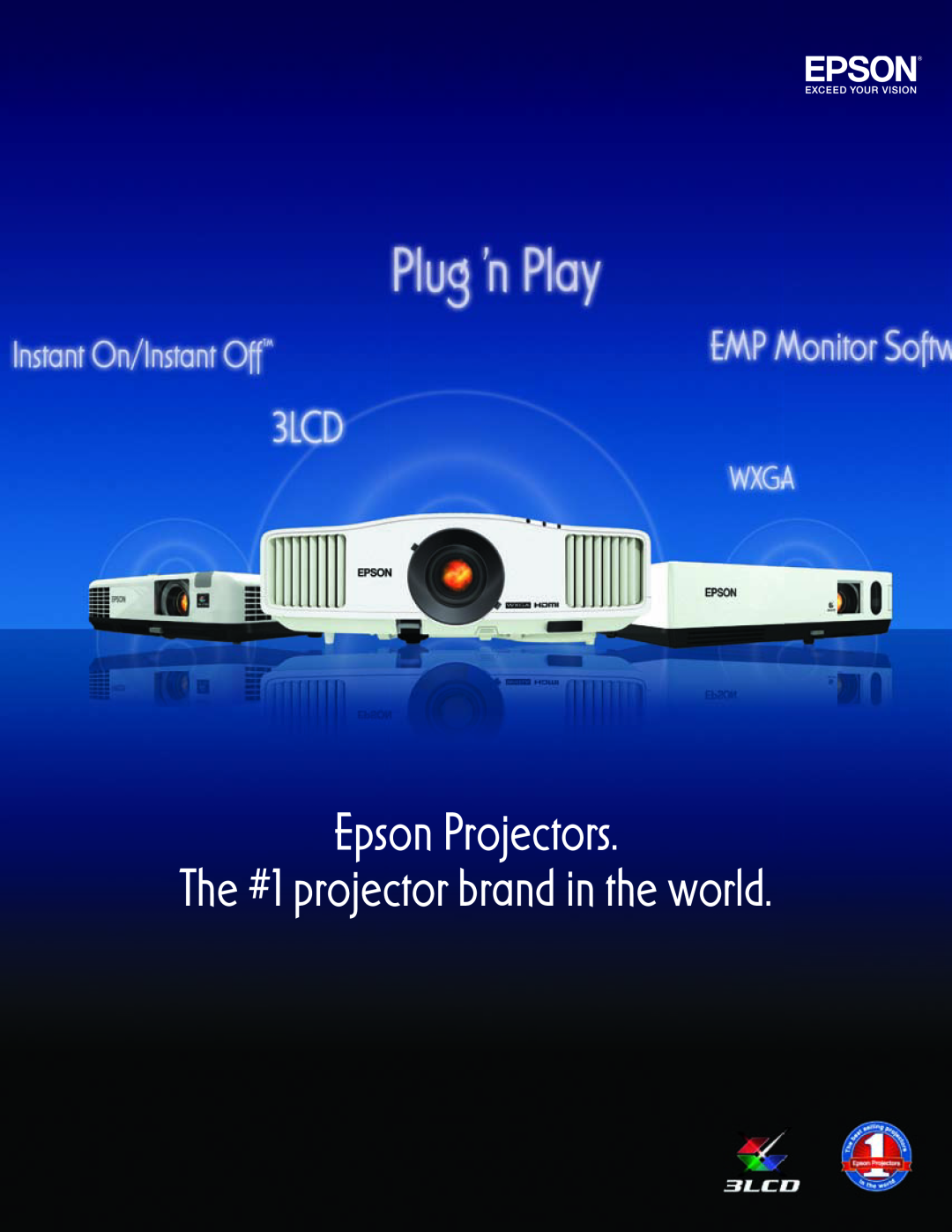 Epson 826W, 85, 84 manual Epson Projectors, The #1 projector brand in the world 