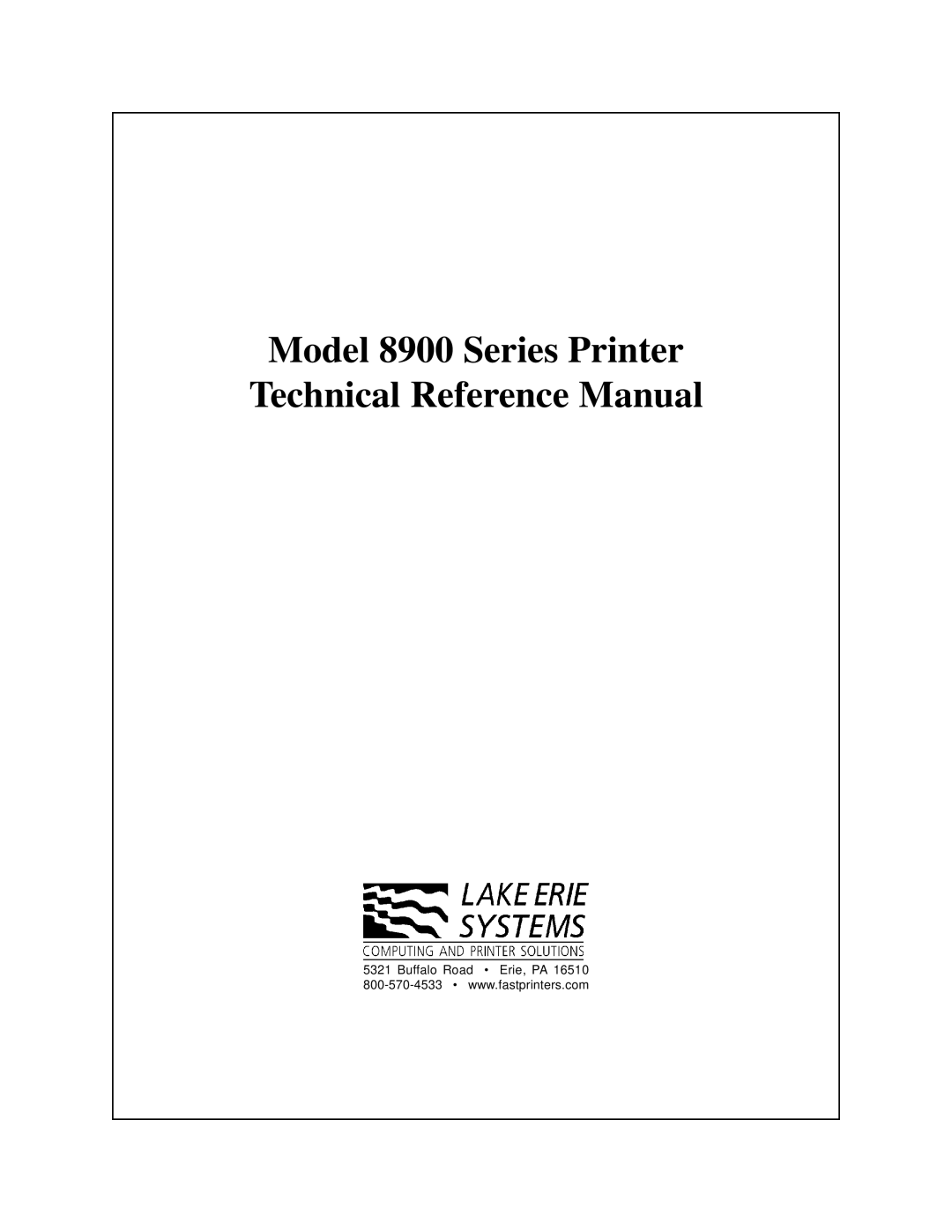 Epson manual Model 8900 Series Printer Technical Reference Manual 