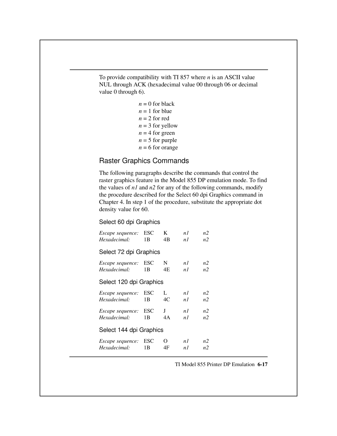 Epson 8900 Series manual Raster Graphics Commands 