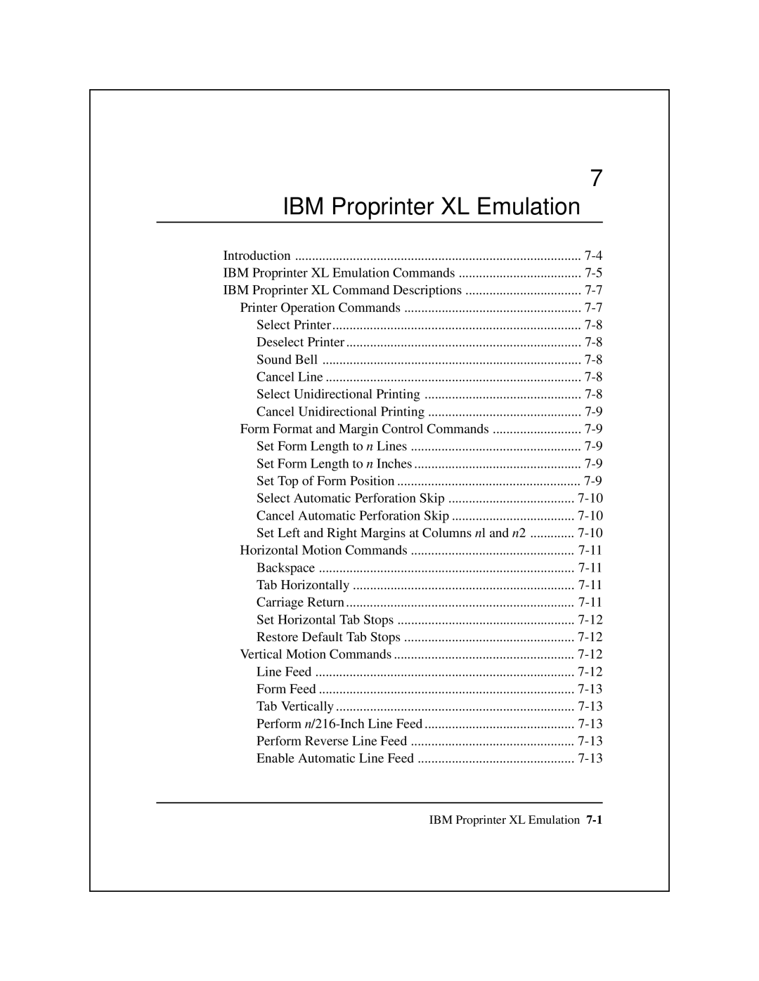 Epson 8900 Series manual IBM Proprinter XL Emulation 