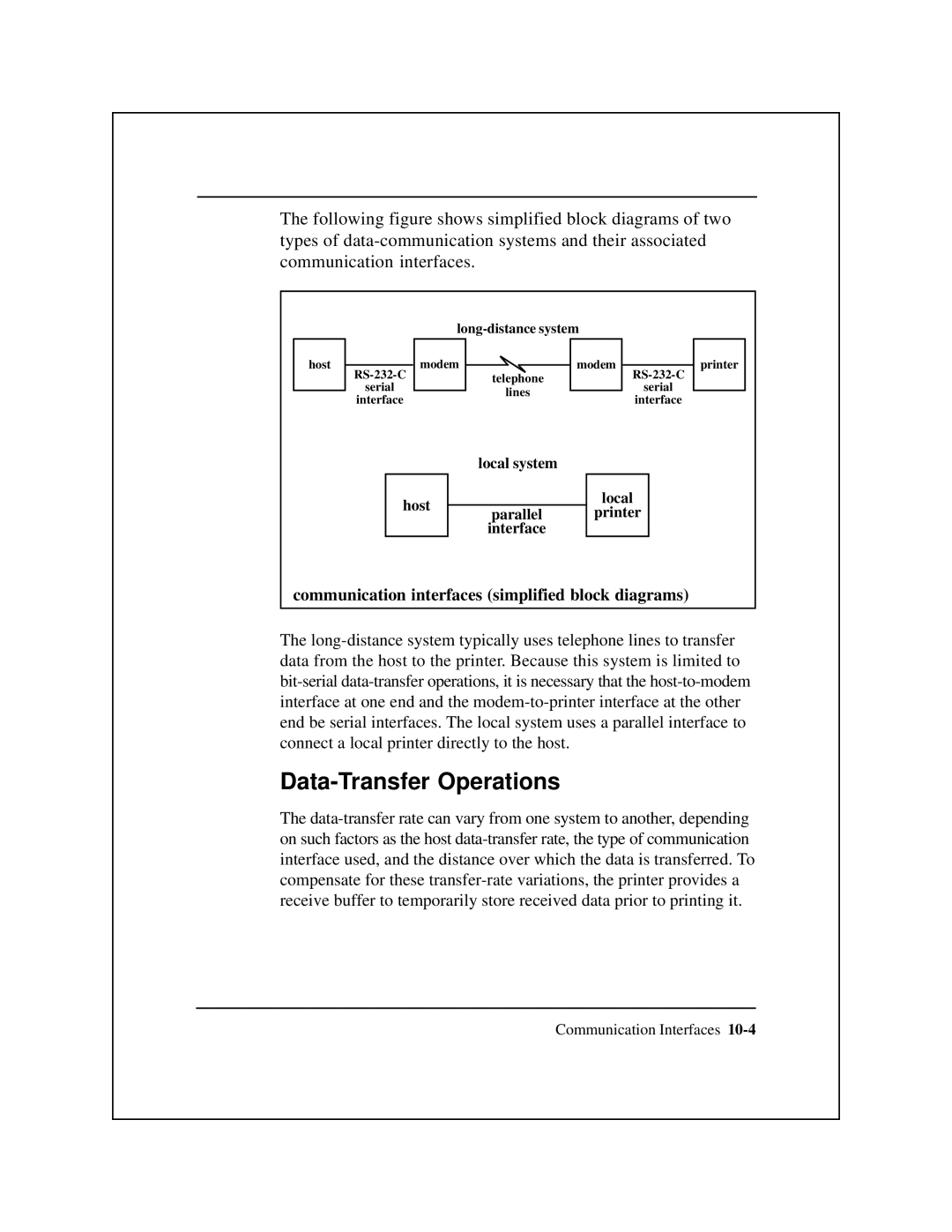 Epson 8900 Series manual Data-Transfer Operations, Communication interfaces simplified block diagrams 