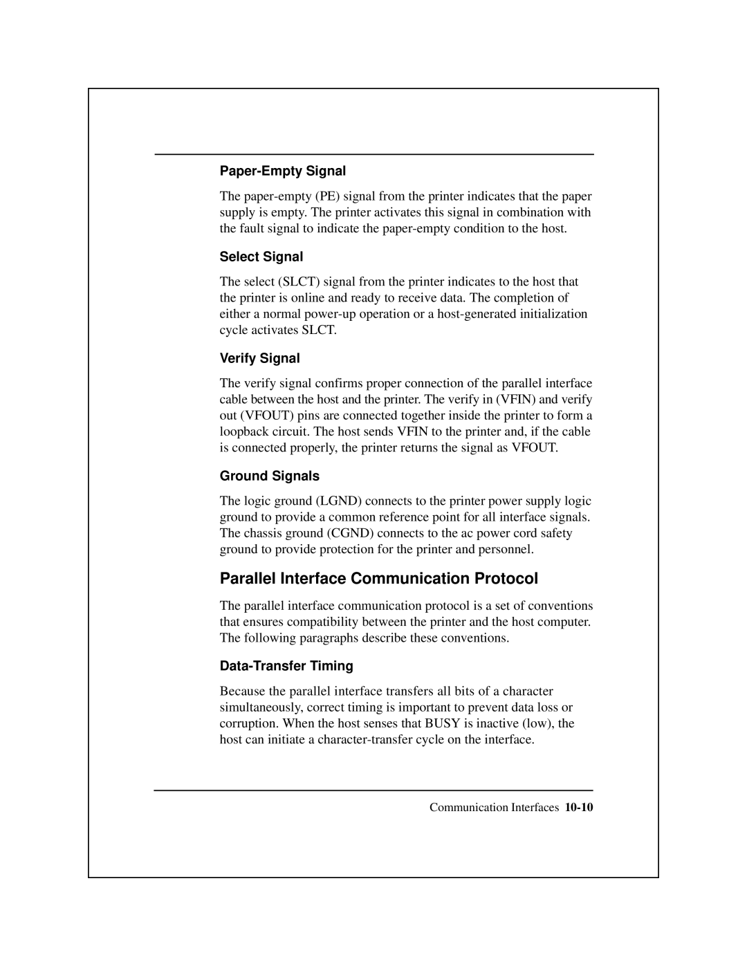 Epson 8900 Series manual Parallel Interface Communication Protocol 