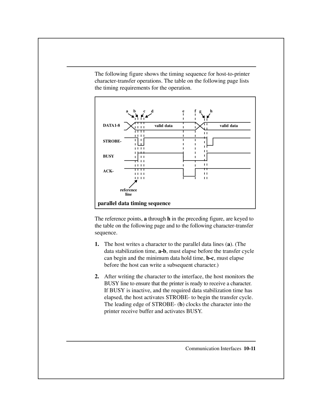 Epson 8900 Series manual Parallel data timing sequence 