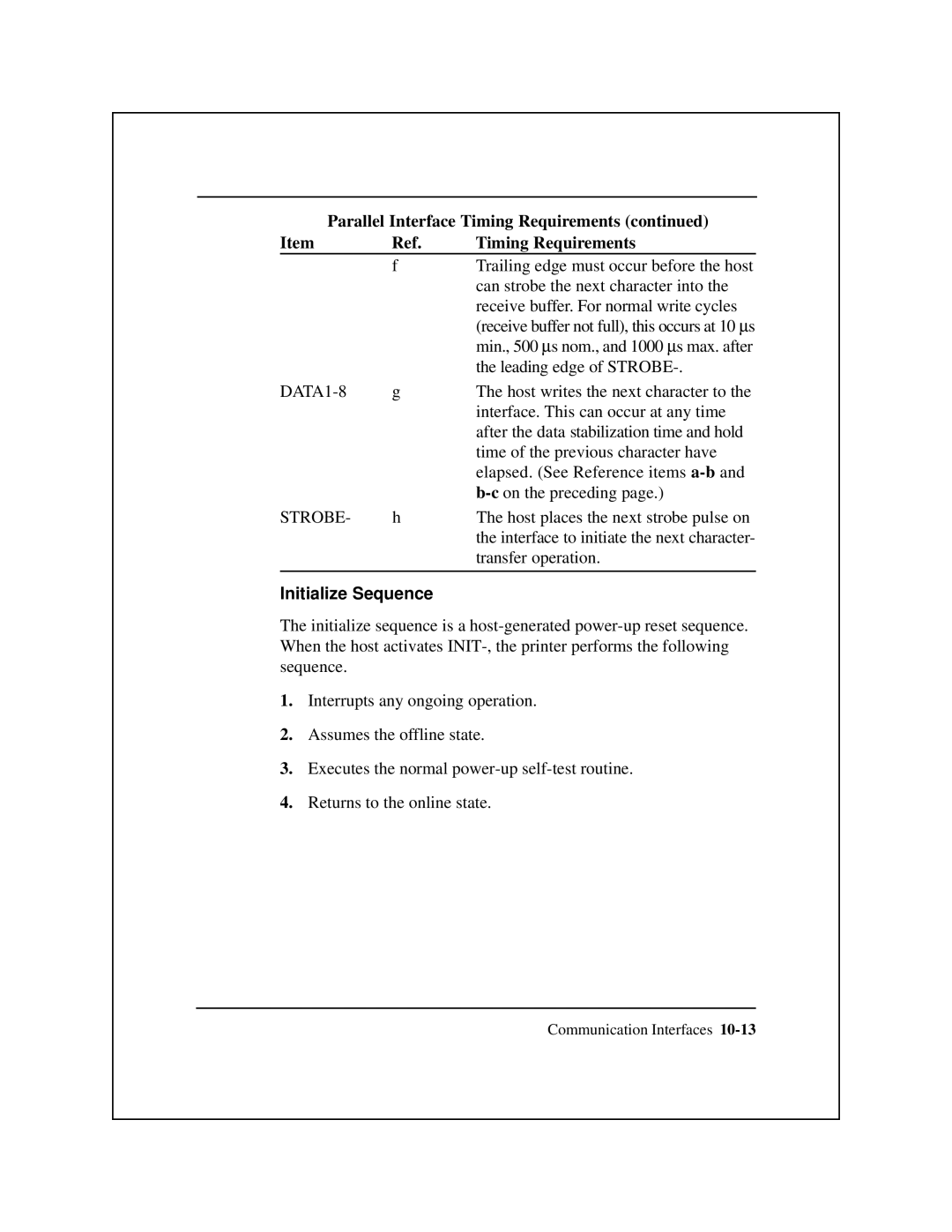 Epson 8900 Series manual Initialize Sequence 