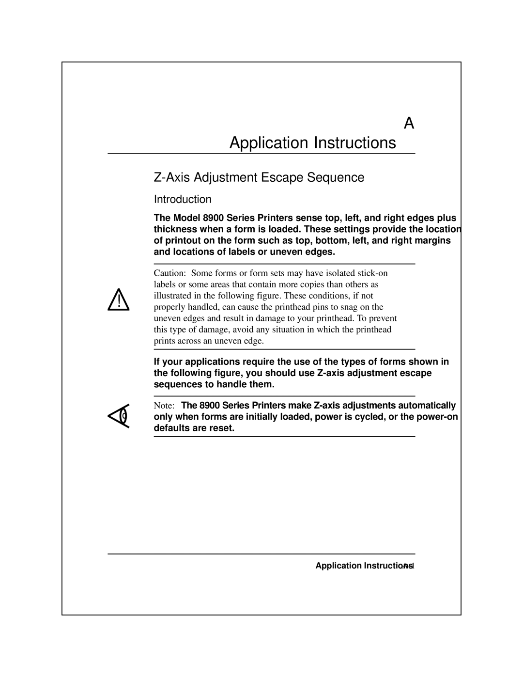 Epson 8900 Series manual Axis Adjustment Escape Sequence, Introduction 