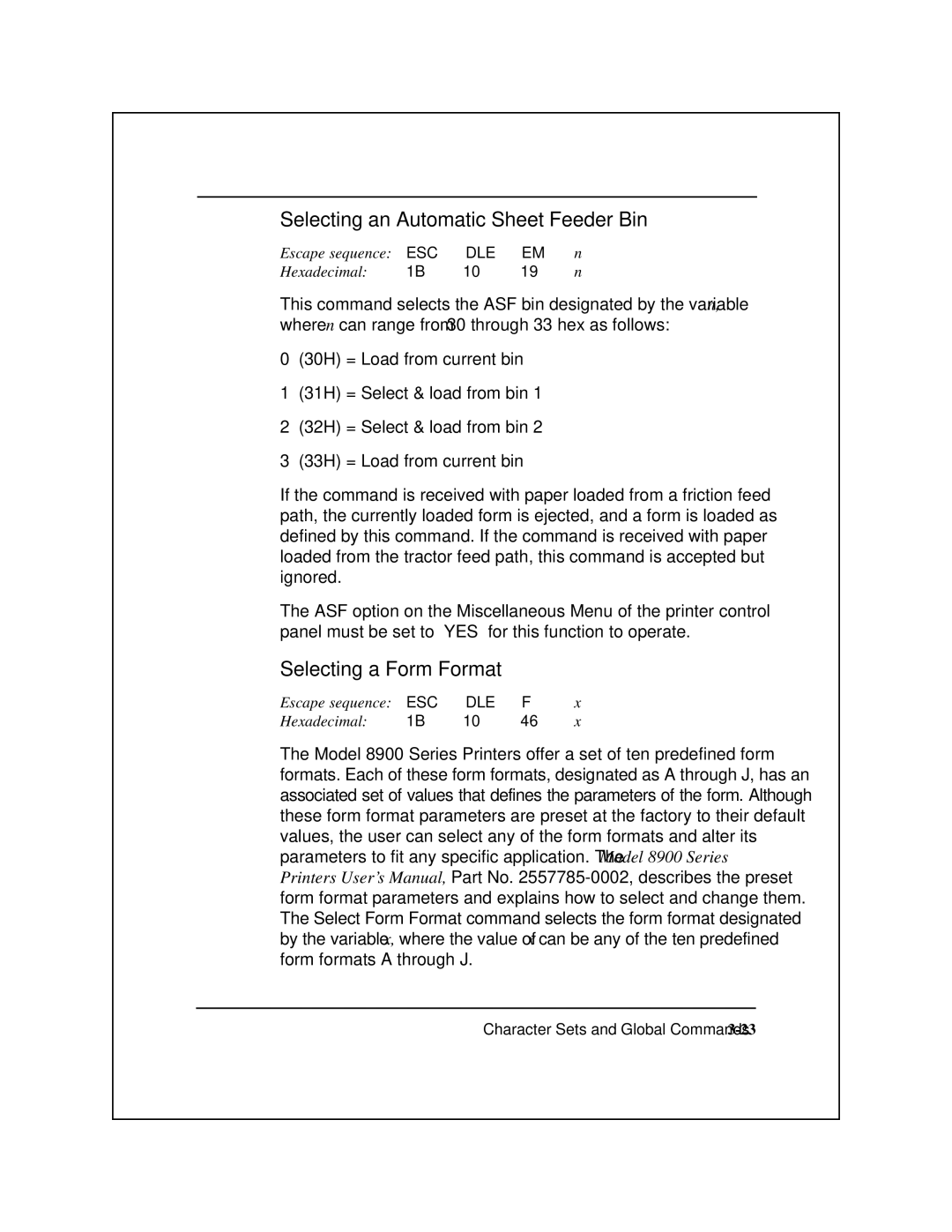 Epson 8900 Series manual Selecting an Automatic Sheet Feeder Bin, Selecting a Form Format 