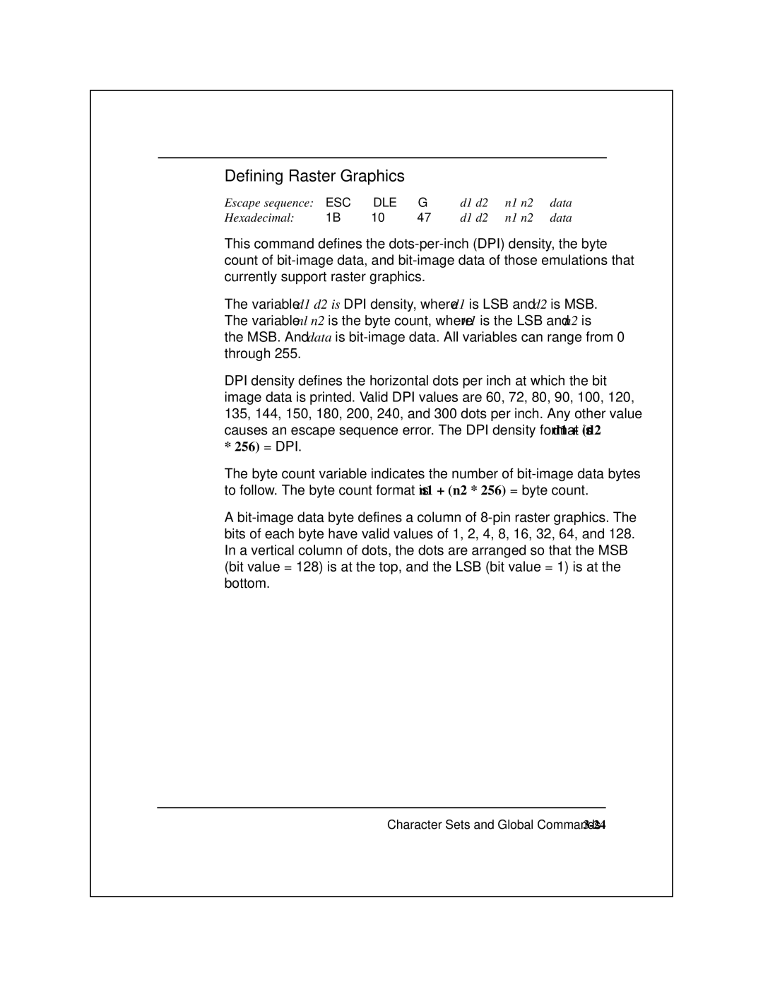 Epson 8900 Series manual Defining Raster Graphics 