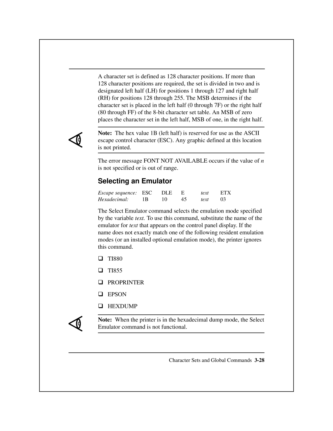 Epson 8900 Series manual Selecting an Emulator 