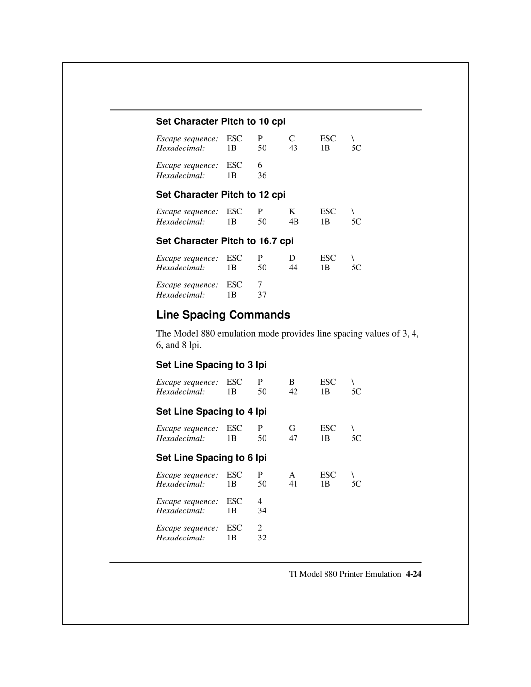 Epson 8900 Series manual Line Spacing Commands 