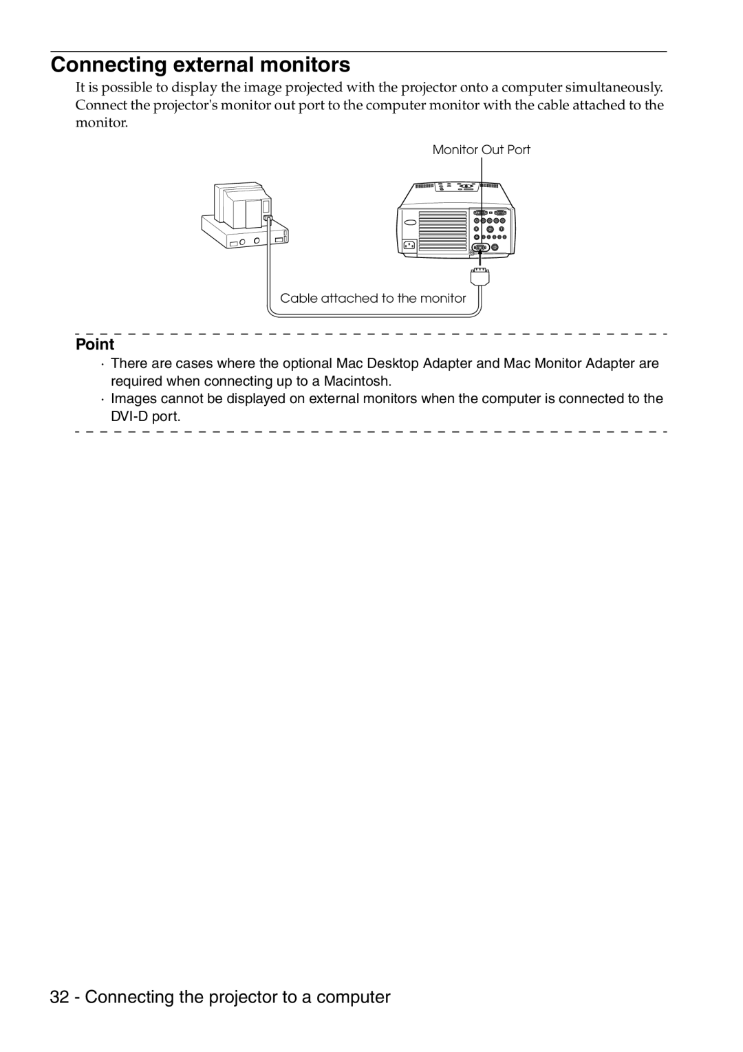 Epson 9100 manual Connecting external monitors 