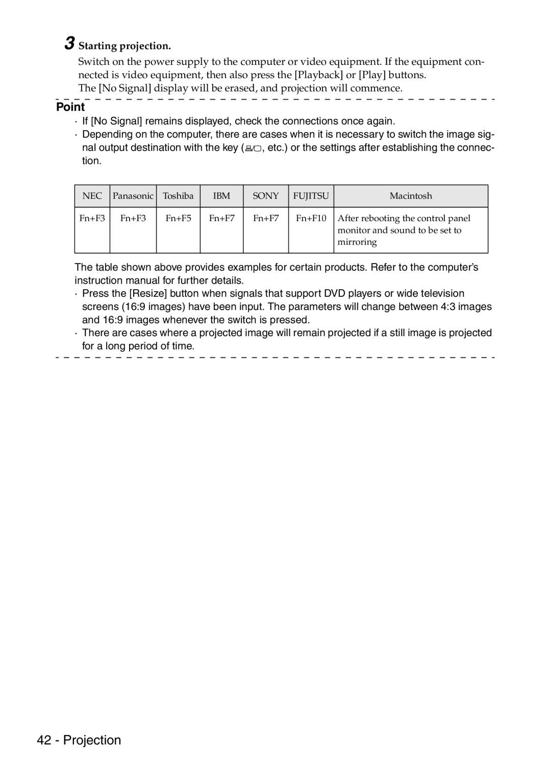 Epson 9100 manual Starting projection 