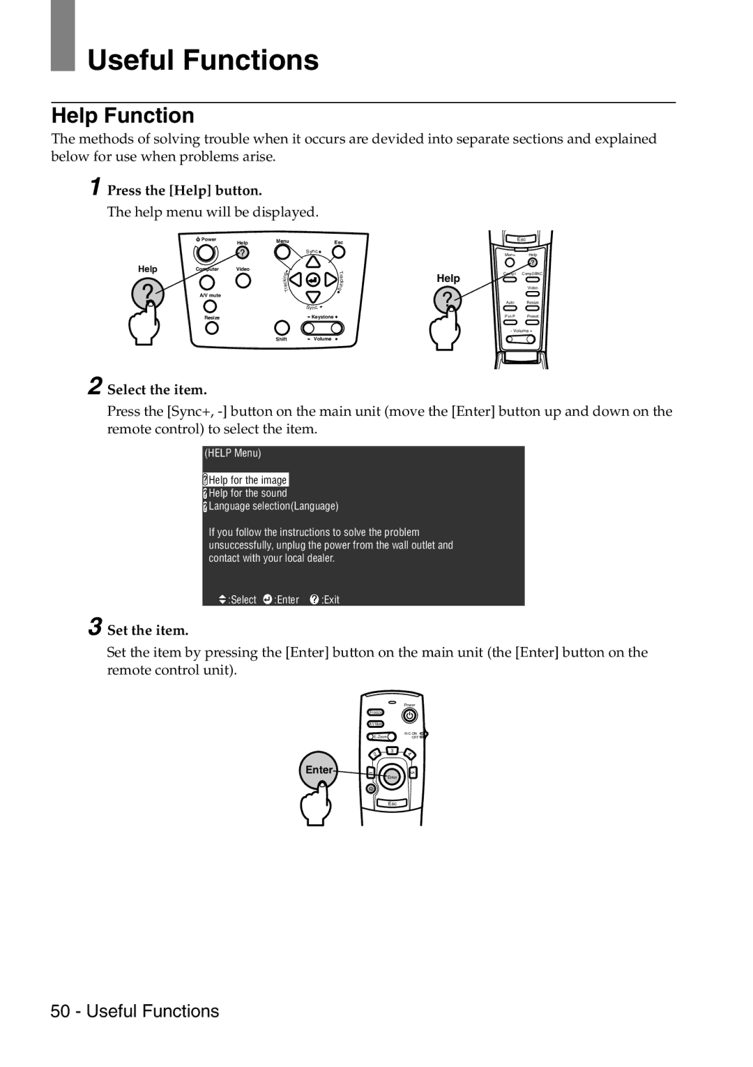 Epson 9100 manual Useful Functions, Help Function 