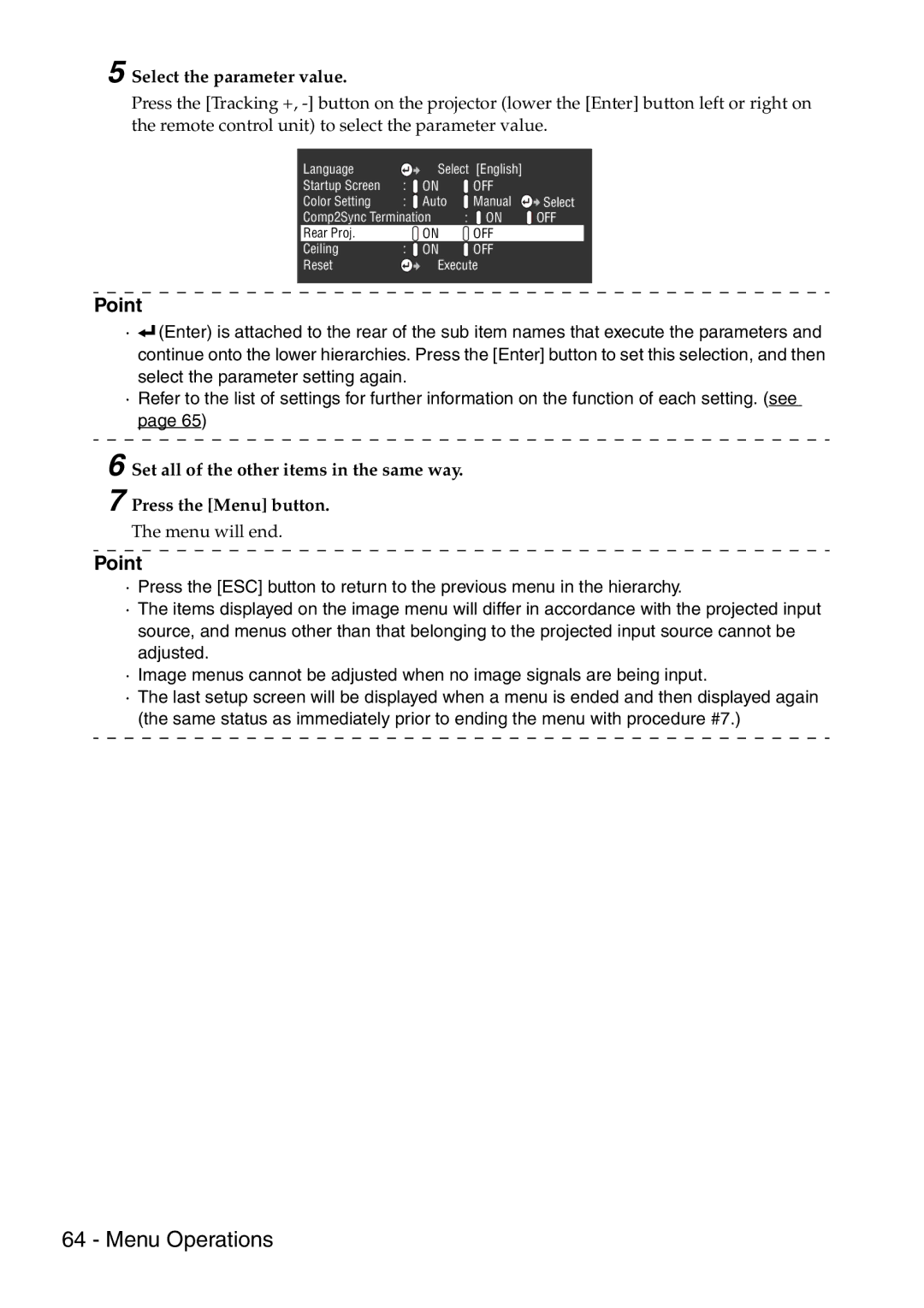 Epson 9100 manual Select the parameter value 