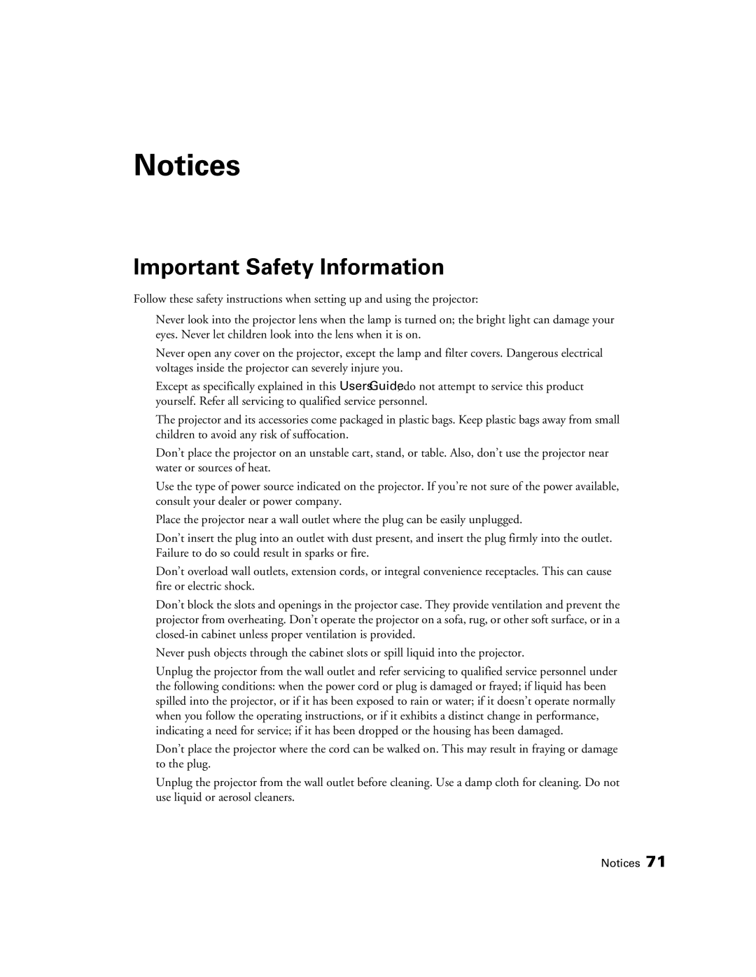 Epson 9700, 9350 manual Important Safety Information 