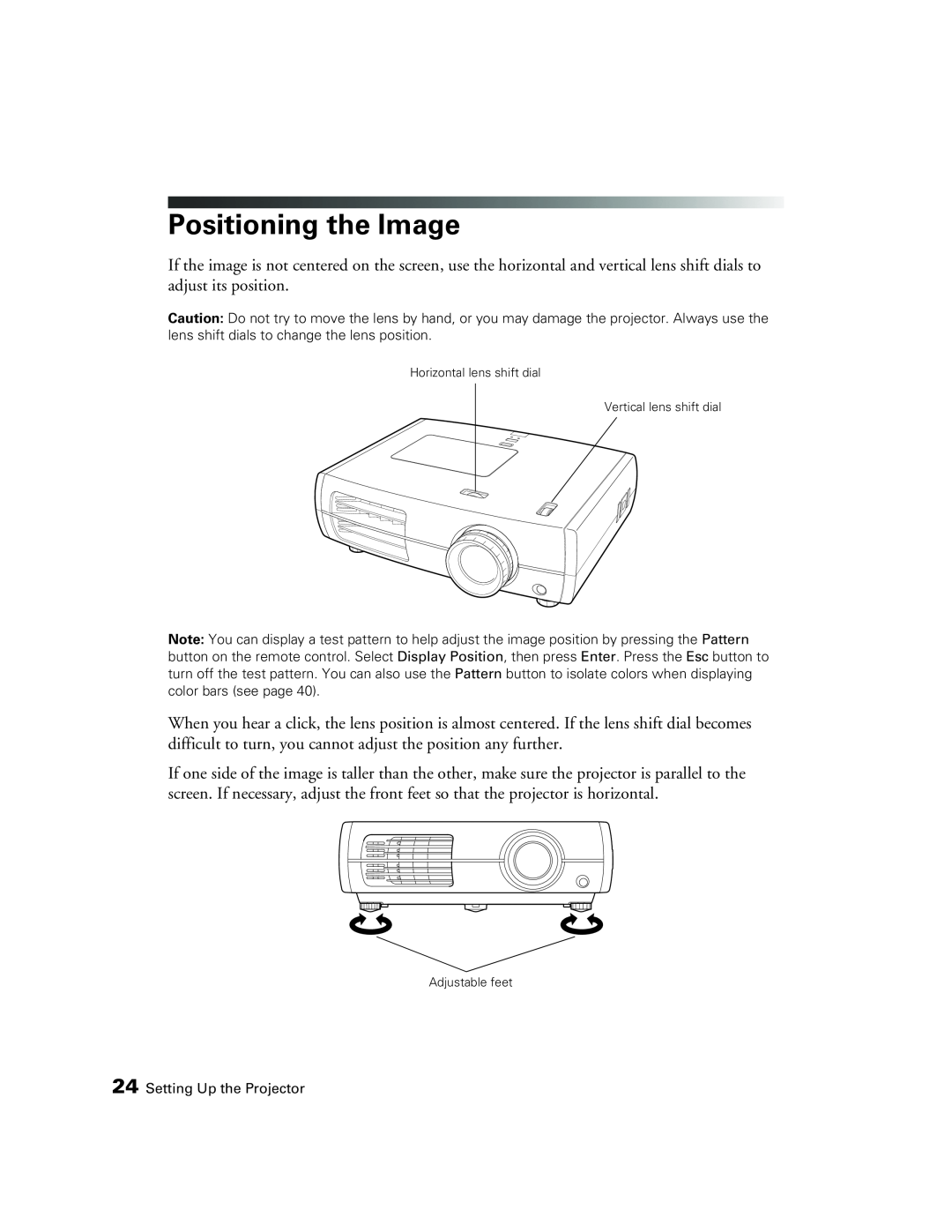 Epson 9350, 9700 manual Positioning the Image 