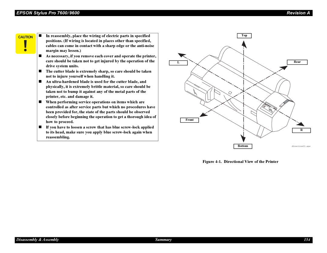 Epson 9600, 7600 service manual Disassembly & Assembly Summary 154 