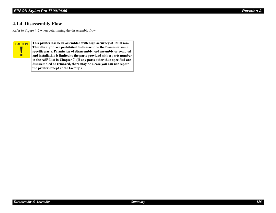 Epson 9600, 7600 service manual Disassembly Flow, Refer to -2when determining the disassembly flow 