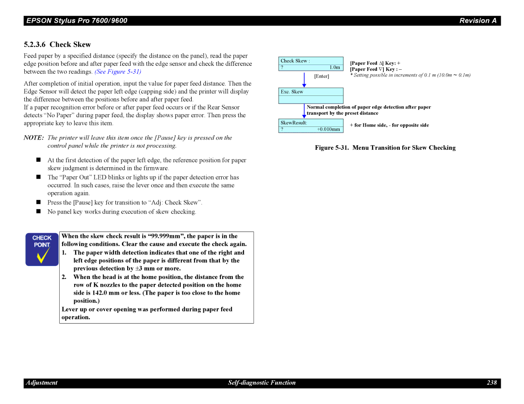 Epson 9600, 7600 service manual Check Skew 