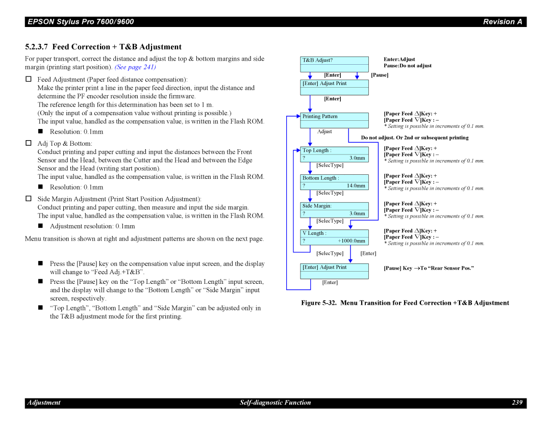 Epson 7600, 9600 service manual Feed Correction + T&B Adjustment 