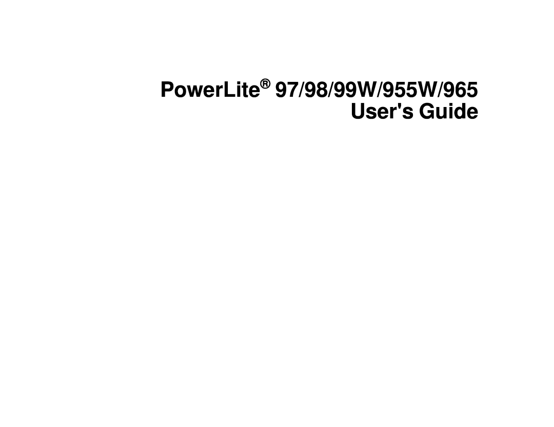 Epson manual PowerLite 97/98/99W/955W/965 Users Guide 