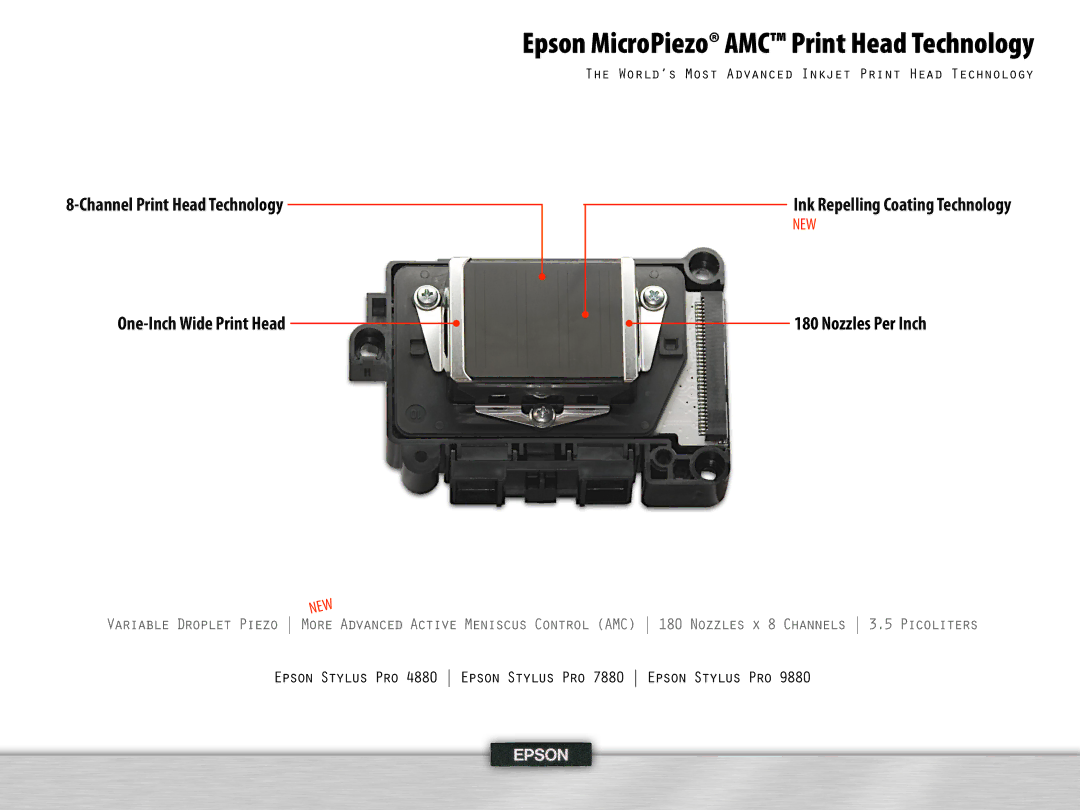 Epson 4, 995 manual Epson MicroPiezo AMC Print Head Technology 