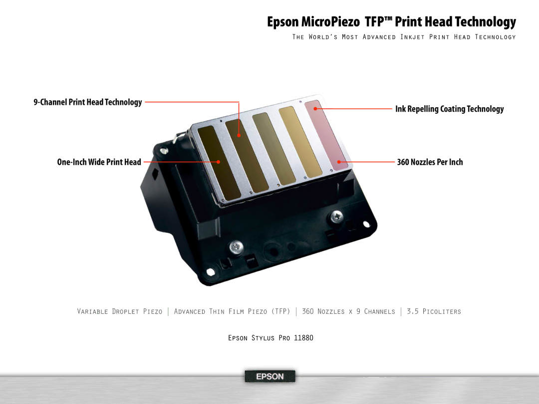 Epson 4, 995 manual Epson MicroPiezo TFP Print Head Technology 