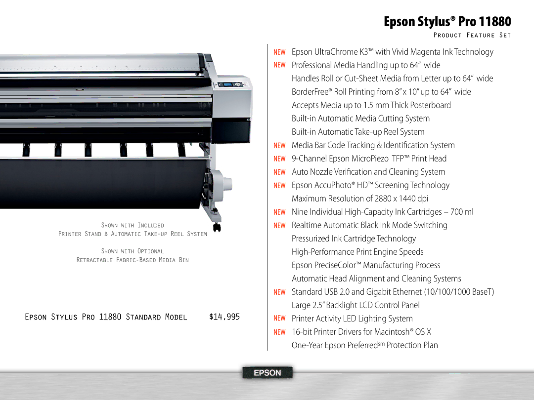 Epson manual Epson Stylus Pro 11880 Standard Model $14,995 