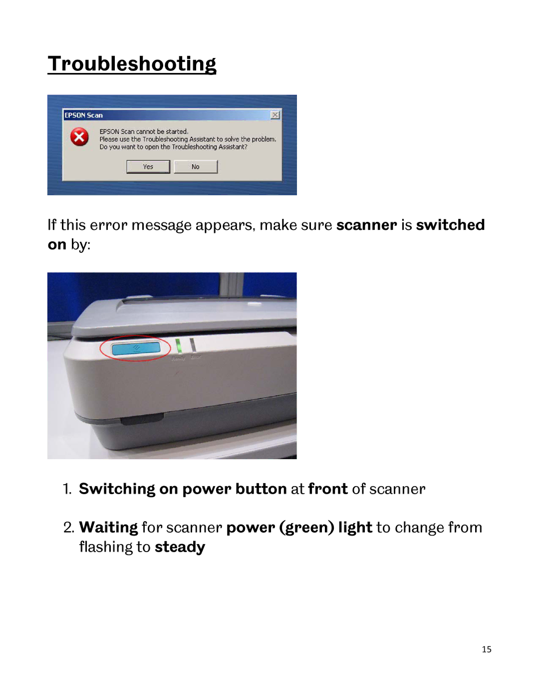 Epson A3 manual Troubleshooting 