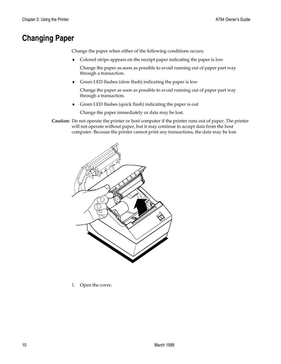 Epson A794-D100 manual Changing Paper 