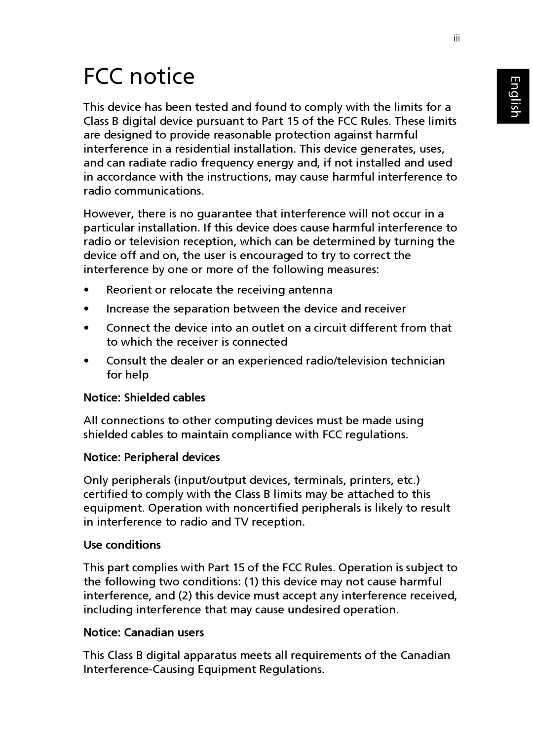 Epson AcerPower F1 user manual FCC notice, Use conditions 